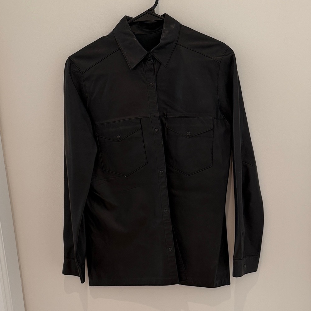 Vintage Black Leather Button-Up Shirt